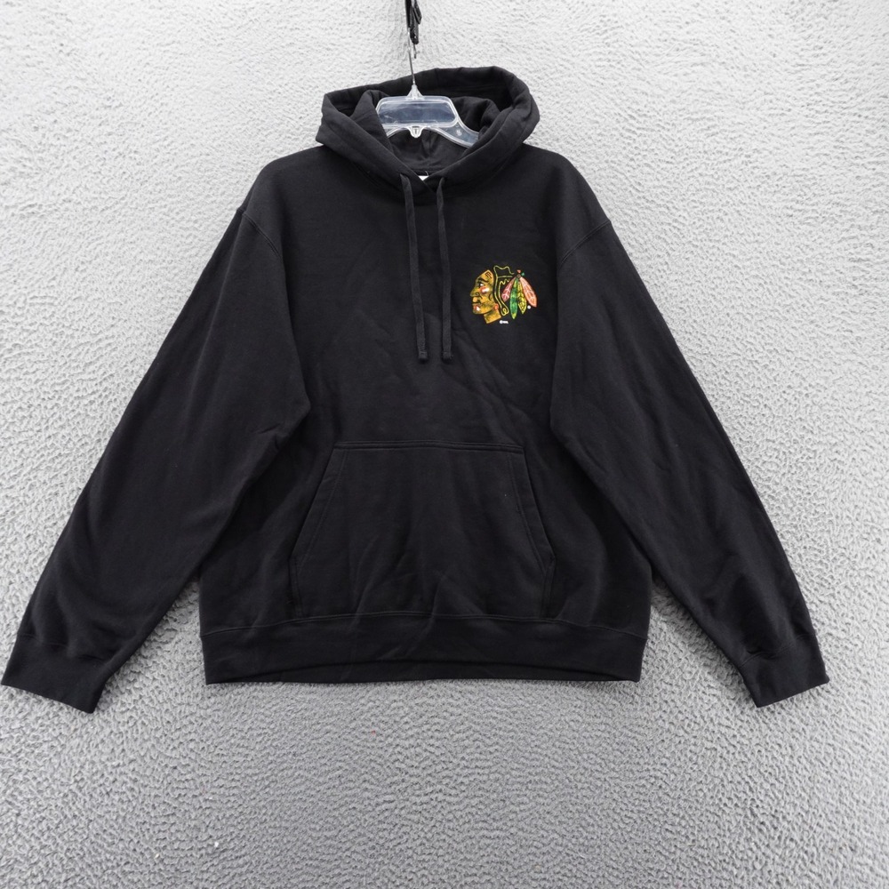 Fanatics Chicago Blackhawks Black Hoodie Sweatshirt‎ Mens Size Large NEW